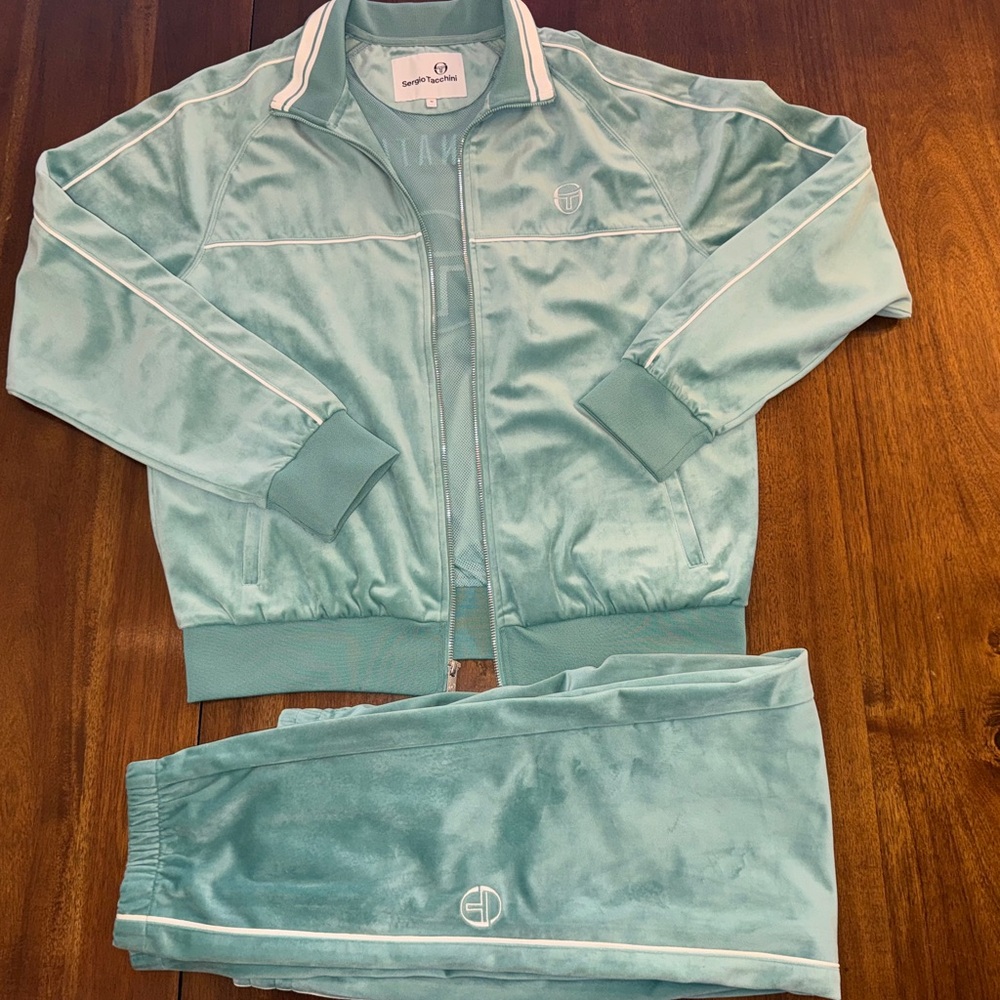 Sergio Tacchini teal suede tracksuit